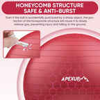 APEXUP Yoga Ball Exercise Ball, Anti Slip Stability Ball Chair, Heavy Duty Large Gym Ball for Fitness, Balance, Core Workout and Physical Therapy (S (15"~18") 45cm, Red)