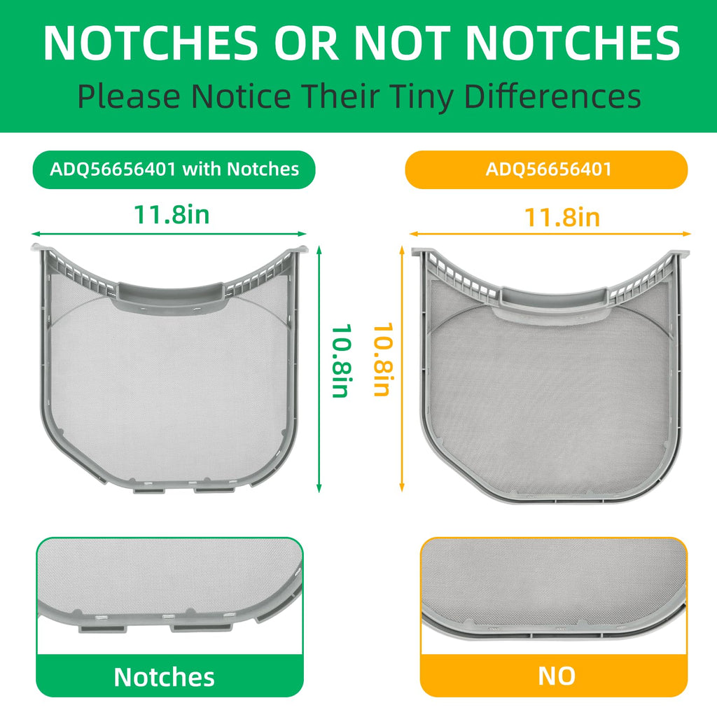 ADQ56656401 Dryer Lint Filter Upgraded Stainless Steel Mesh Screen for LG ADQ566564 and Ken-more Elite Dryer Lint Screen Replacement with Clothes Dryer Lint Vent Trap Cleaner Brush Part #PS3531962