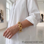 PanLuca 18K Gold Plated Hammered Toggle Bracelet for Women