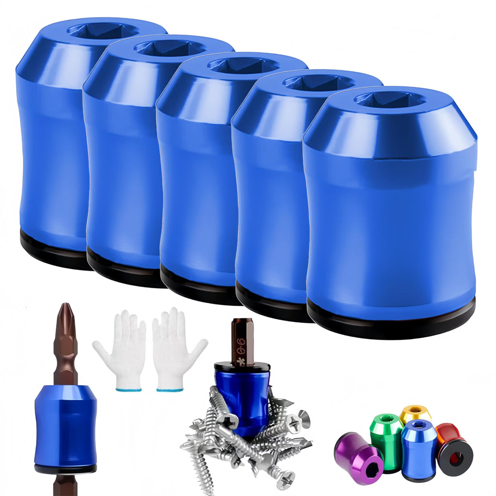 Screwdriver Head Magnetic Ring, 2026 Upgraded Magnetizer Screw Removable Household Tool Magnetic Screw holder Universal Magnetizer for Hex Screwdrivers & Power Bits (5Pcs Blue)