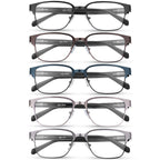 JOLISU 5PCS Reading Glasses Men - Blue Light Blocking Metal Frame for Mens/Women - Durable Readers Fit Read（2.00）