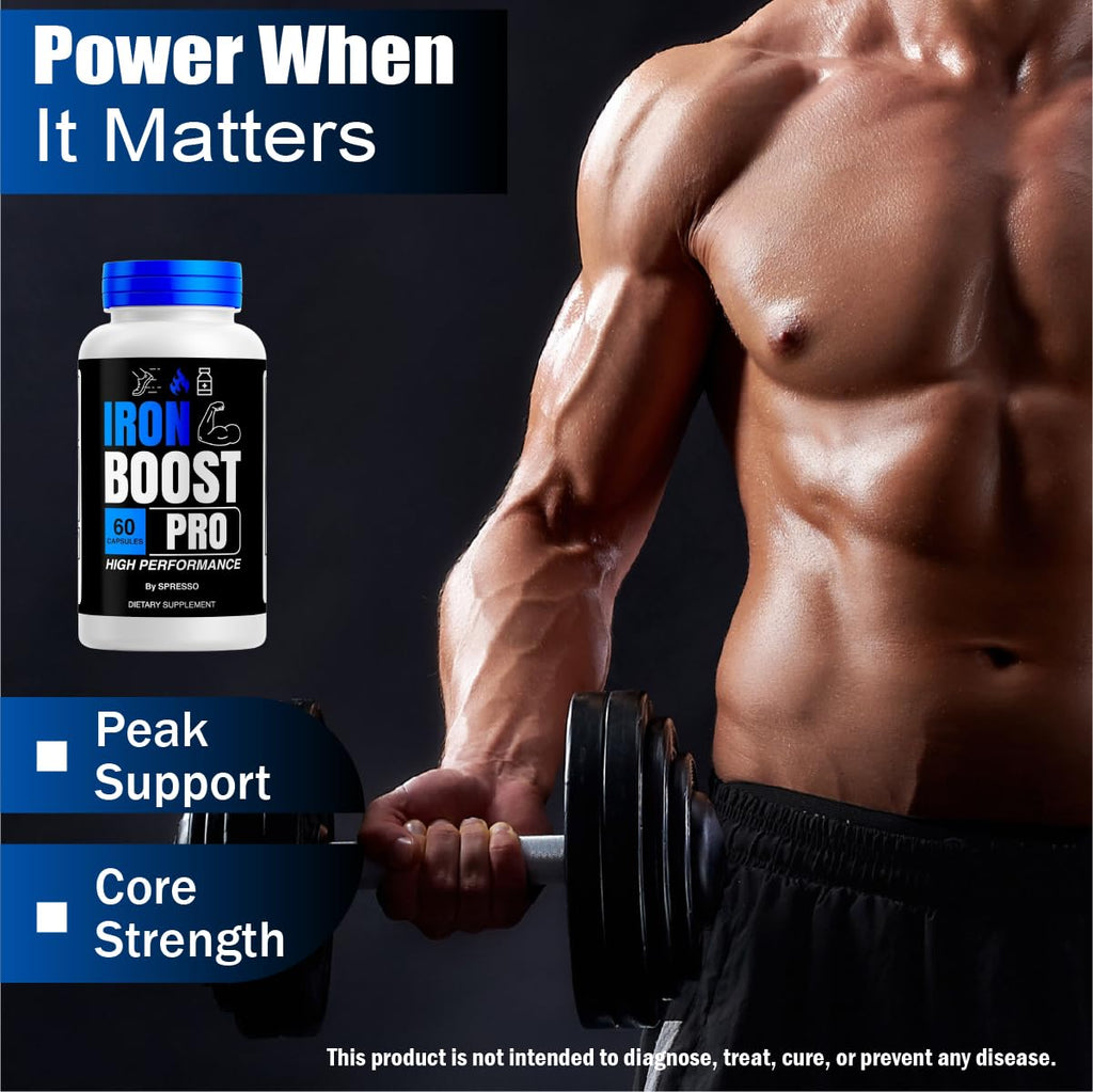 (2 Packs) Iron Boost Pro Capsules, All Natural IronBoostPro Supplement Pills with Premium Ingredients, Official IronBoost Pro for Maximum Strength & Overall Wellness Review (120 Capsules)
