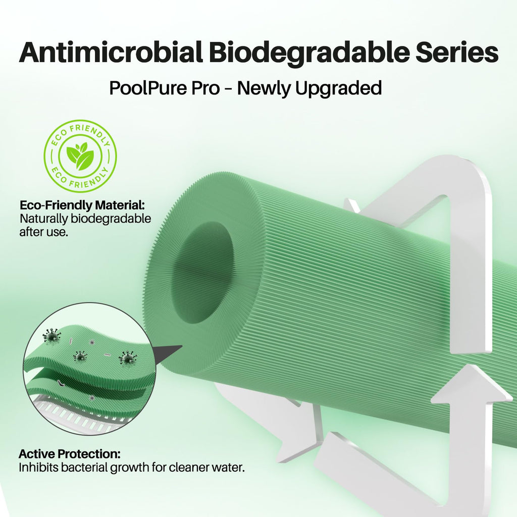 POOLPURE FC-2402 Eco Hot Tub Spa Filter, PLA Biodegradable Material, Replacement for Watkins 303279, PFF42TC-P4, 5CH-37, 78460, FC-2402, Free Flow and Lifesmart Hot Tub Filter, 2 Pack