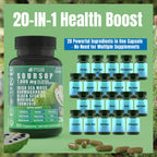 Soursop Graviola Supplement with Sea Moss, Moringa, Turmeric, Black Seed Oil, Oregano, Ashwagandha | 20-in-One Herbal extracts for Overall Health-Enhancing | Vegan, Non-GMO | 60 Capsules