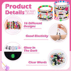 SMAODSGN 16Pcs Rave Music Bracelets Set Glow In The Dark EDM Music Stretch Bracelets Multicolor Rave Party Favor for Women Men EDM Party Music Festival
