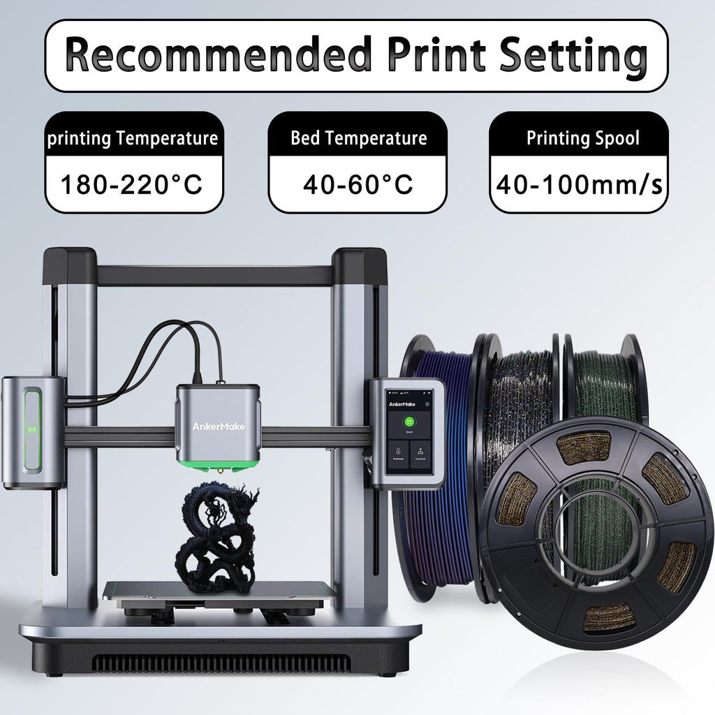 YOUSU Glow in The Dark TPU 3D Printer Filament Bundle,Gray