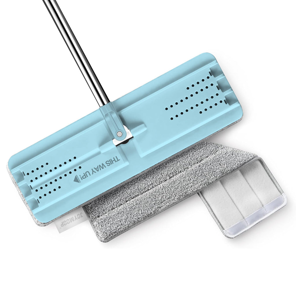 JOYMOOP Flat Mop, Microfiber Mops for Floor Cleaning and Wall Cleaner, 50" Mops with 13" Flat Head with a Microfiber Mop Pad - Pale Aqua