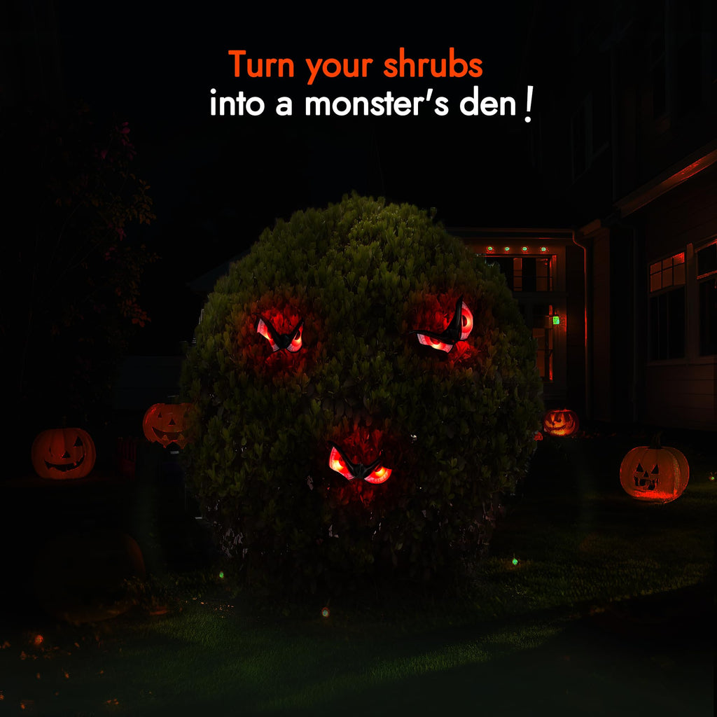 WBao Halloween Decorations Outdoor Flashing Spooky Halloween Eyes Lights, Realistic Glowing Eyes with 3 Light Modes & Timer, Waterproof Battery Operated Eyes for Windows, Trees, Graveyard Decor, 5Pack