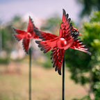 MUMTOP Cardinal Wind Spinner Outdoor, 2 Pack Metal Red Bird Garden Windmill