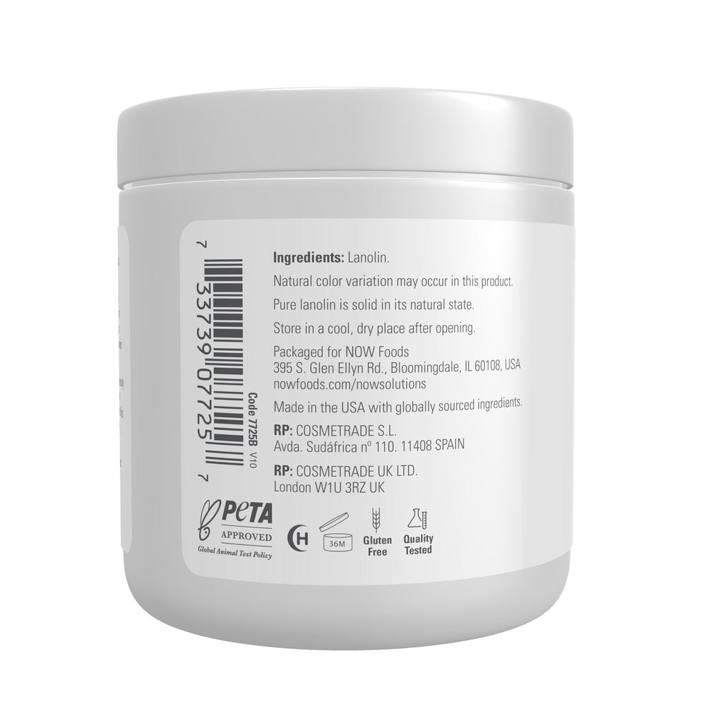 NOW Solutions, Pure Lanolin, Wind and Harsh Environment Skin Protectant, Thick Jelly, For Rough Dry Skin, 7-Ounce
