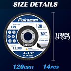 14 Pack Zirconia Flap Discs 4 1/2 for Angle Grinder 120 Grit