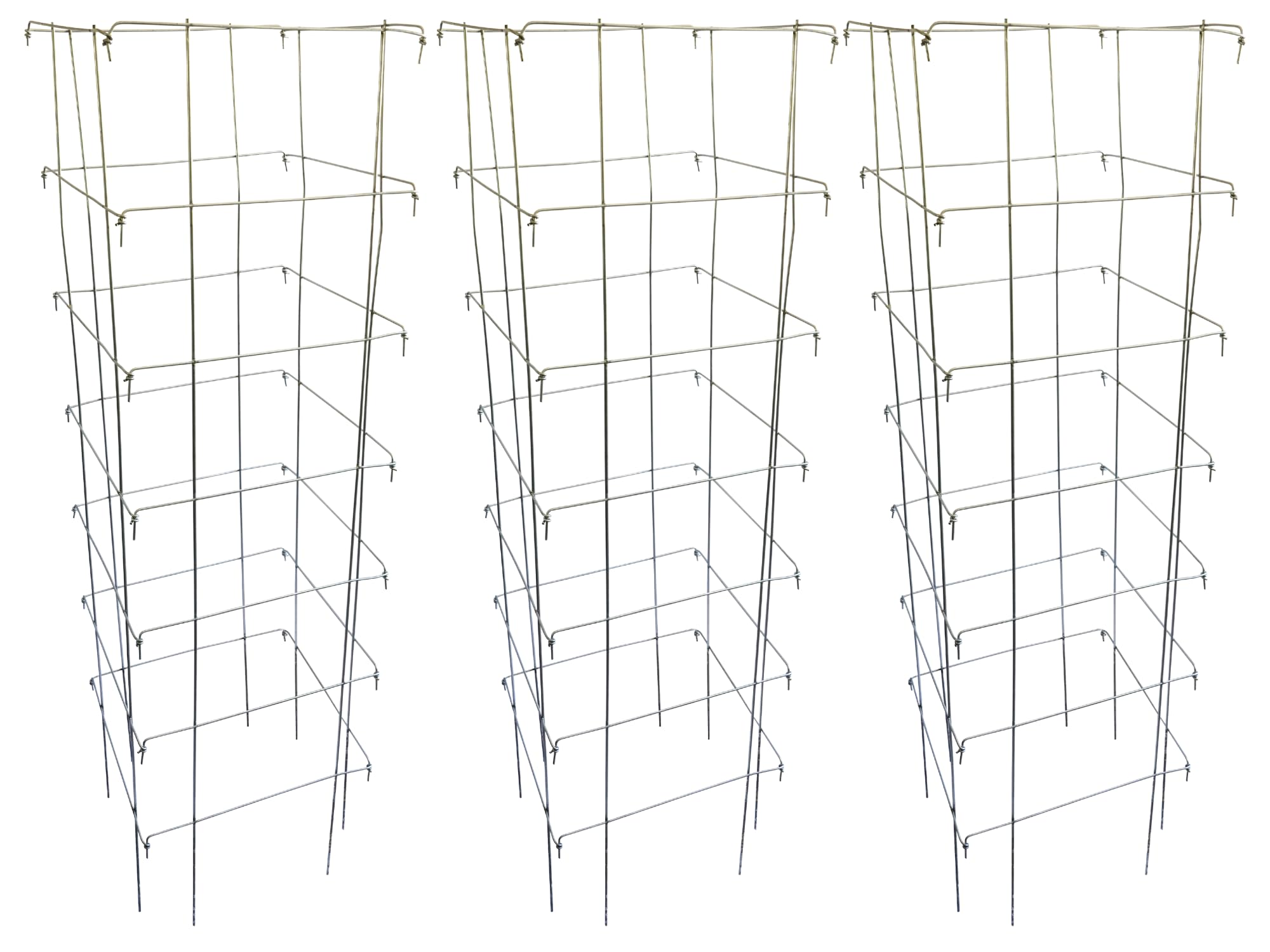 Happy Trees Large Heavy Duty Tomato Cages - Support Trellis for Climbing Vegetables and Plants - 18" x 18" x 58" - Thick Gauge Galvanized Steel, Collapsible Easy Storage, 3-Pack, Made in USA