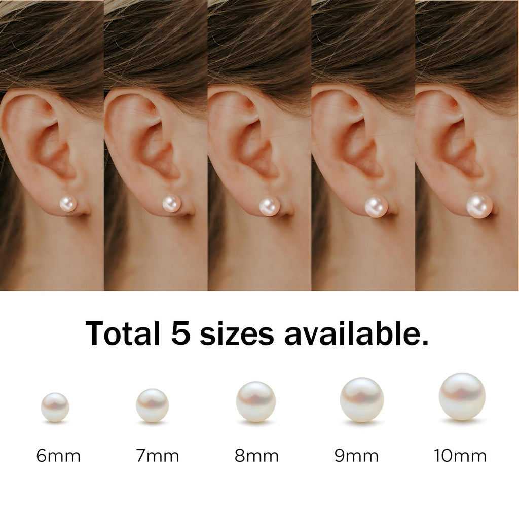 NORBU S925, AAAA+ Round Freshwater Stud Pearl Earrings for Women, Timeless Elegant Gifts for Mom Wife, Mothers Day/Wedding Anniversary/Christams