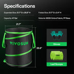 VIVOSUN 2-Pack 47-Gallon Collapsible Garden Bag, Yard Waste Containers
