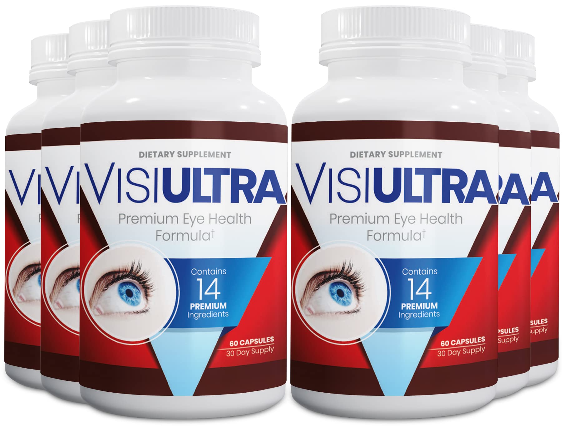 VisiUltra Eye Health Supplement – 14 Essential nutrients for Clear Vision, Blue Light Protection, and Long-Term Eye Health. Supports Clarity and Eye Wellness. 60 Capsules. (6 Pack)