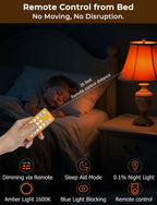 Wivety Amber Sleep Light Bulbs 1600K with Remote Control, E26 Blue Light Blocking A19, 9W for Sleep Therapy, Baby Nursery, Bedroom (4 Packs)