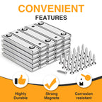 TRYMAG Strong Bar Magnets with Hole, 80 Lbs Heavy Duty Neodymium Rectangular Pot Magnet with Screws for Wall Mounting, 25 Pack Rare Earth Magnets Strips for Garage, Workshop - 60x13.5x5mm
