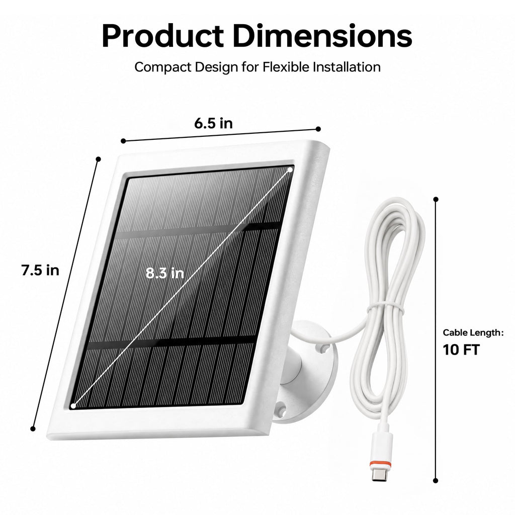 Solar Panel for Ring Camera, 2 Pack 4W Solar Charger with 10FT Cable, USB-C to Barrel Plug Adapter, Compatible with Ring Stick Up Cam Battery/Pro, Spotlight Cam Battery/Plus/Pro, Reolink Argus Pro