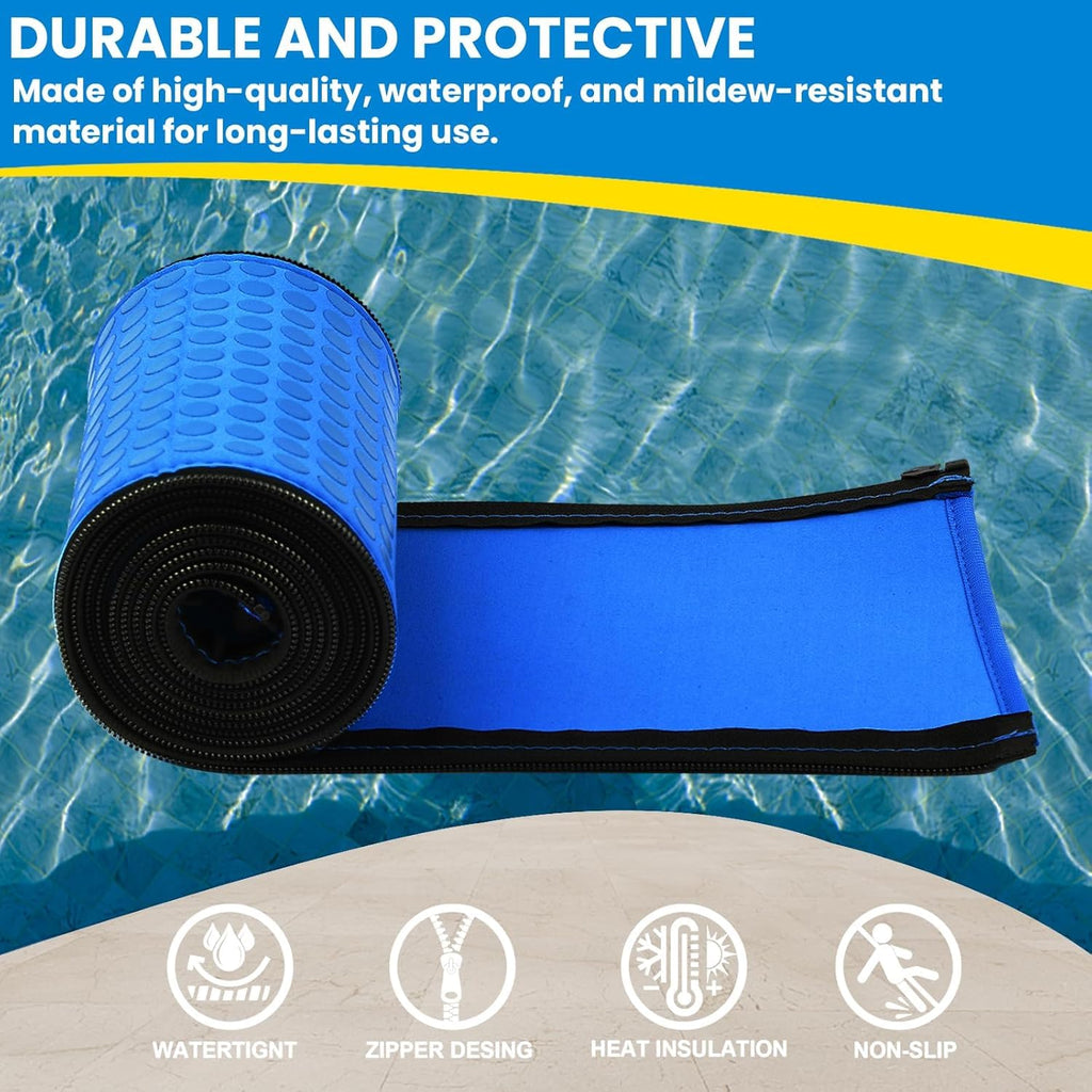 Pool Handrail Cover, 6 Feet Neoprene Zippered Pool Handle Covers, Slip Resistant Rail Grip for Swimming Pool Hand Railing Cover Blue