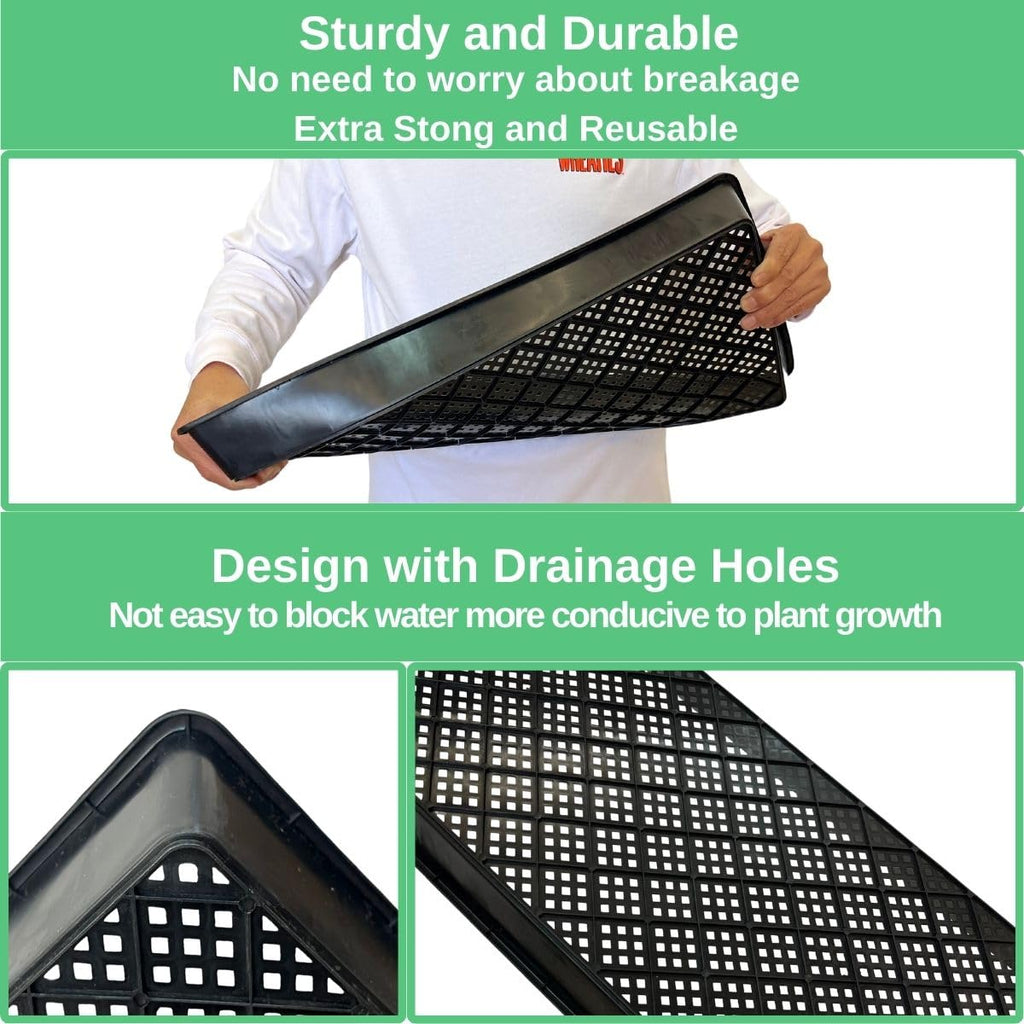 ILITING 1020 Trays Set - 5 Pack (10 Pcs) Durable 1020 Mesh Tray and No-Hole Tray, Ideal Soil Blocking Trays for Seedlings, Microgreens, and Hydroponics, Heavy-Duty
