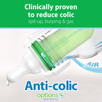 Dr. Brown's Anti-Colic Options+ Narrow Glass Baby Bottle, 4 oz/120 mL, with Level 1 Slow Flow Nipple, BPA-Free, 0m+, 4 Pack