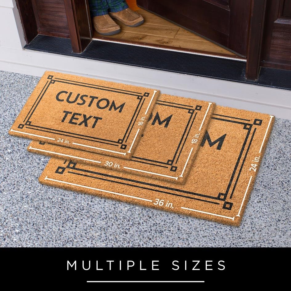 Personalized Door Mat, Custom Door Mat with Text, Custom Welcome Doormat, Coir Entryway Decor, Indoor Outdoor, Housewarming Christmas Gift, Slip Resistant Backing