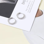 micuco 3 Pairs Small Silvertone Hoop Earrings for Women, 14K White Gold Plated Huggie Hoop Tiny Cartilage Cubic Zirconia Earrings for Men Diamond 8mm