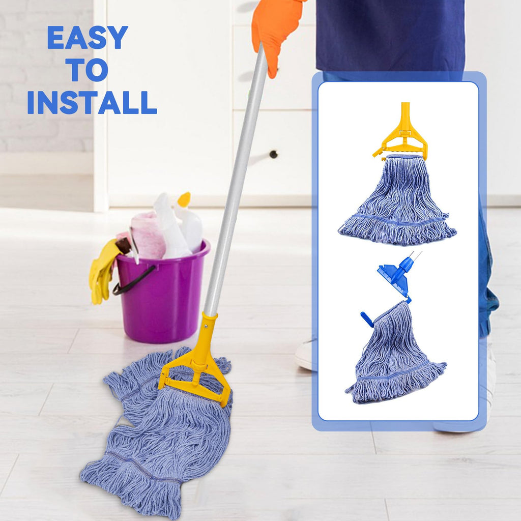 Commercial Heavy Duty Mop Heads Replacement: 6 Packs Industrial Wet Mop Head for Floor Cleaning - Commercial Products Looped End String Head Refills