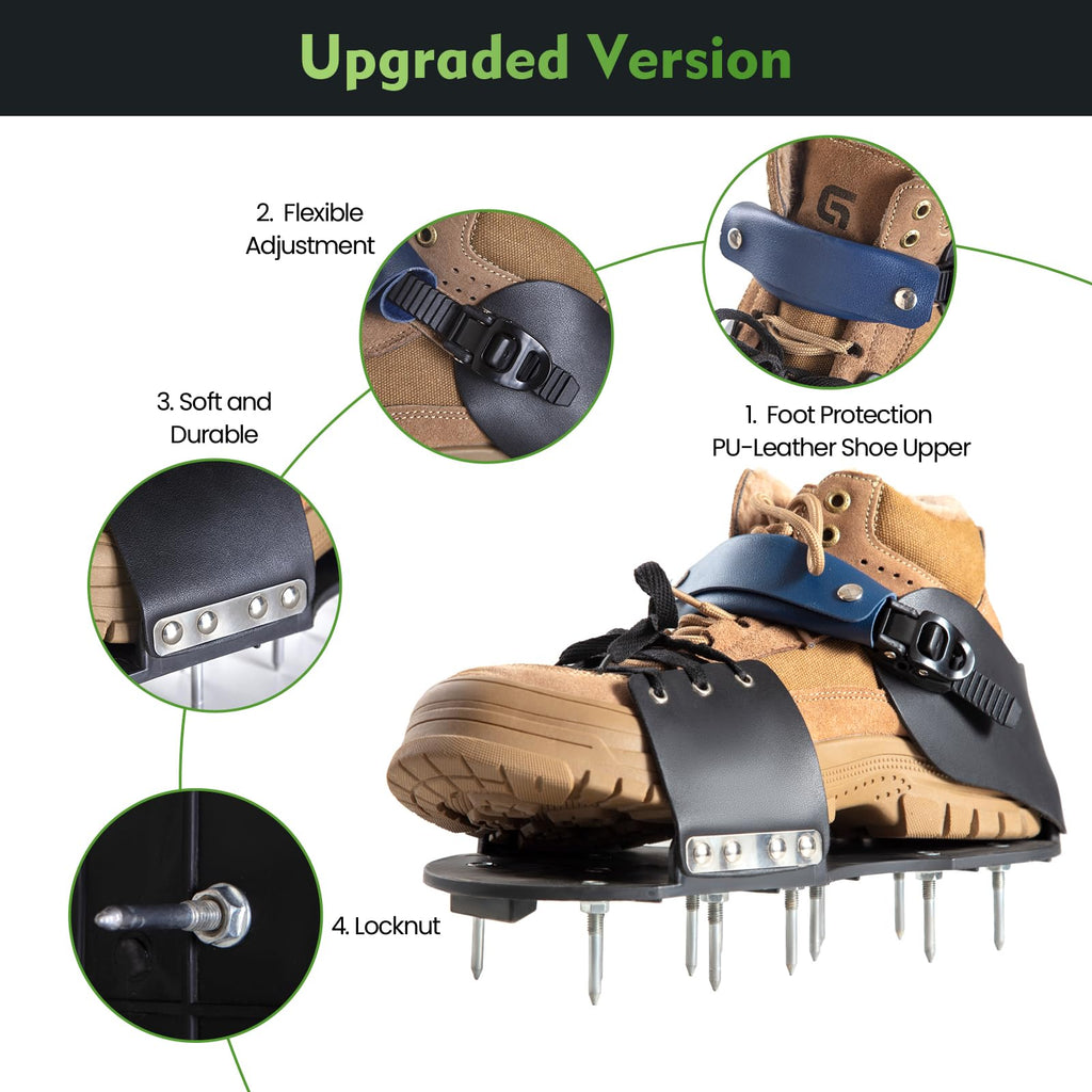 Aerator Shoes, Lawn Aerator Shoes for grass with Foot Protection ,Aeration Shoes for Lawn with Adjustable Strap, Pre-Assembled Aerating Shoes for Lawns, Gardens, and Courtyards (Black&Dark Blue)