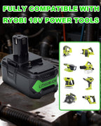 Upgrade 8000mAh Replacement for Ryobi 18V Battery High Capacity Li-Ion Batteries , P108 P104 P105 P102 P103 P109 P122 , Compatible with Ryobi 18V ONE+ System Cordless Power Tools and Charger, 2-Pack