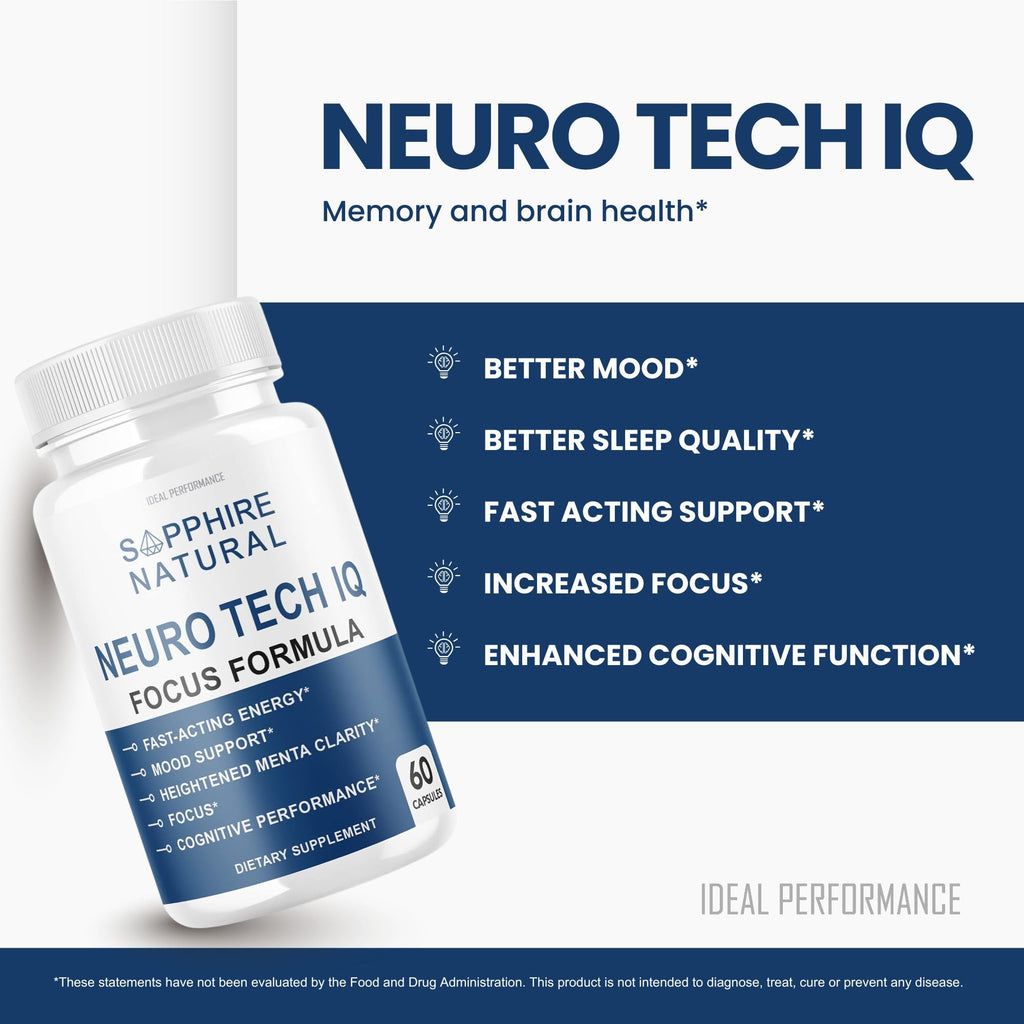 (5 Pack) Neuro Tech IQ Brain Supplement Neurotech Iq Focus Formula Pills (300 Capsules)