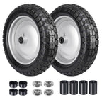 Sutmorly 4.80/4.00-8 Tire, 14.5" Flat Free Wheelbarrow Tire and Wheel, 5/8" 3/4" Bearings Solid Replacement Tires, 3" -7" Centered Hub, Universal Fit 3.50/3.00-8, 4.00-6 Trolley Dolly Go Kar, 2 Pack