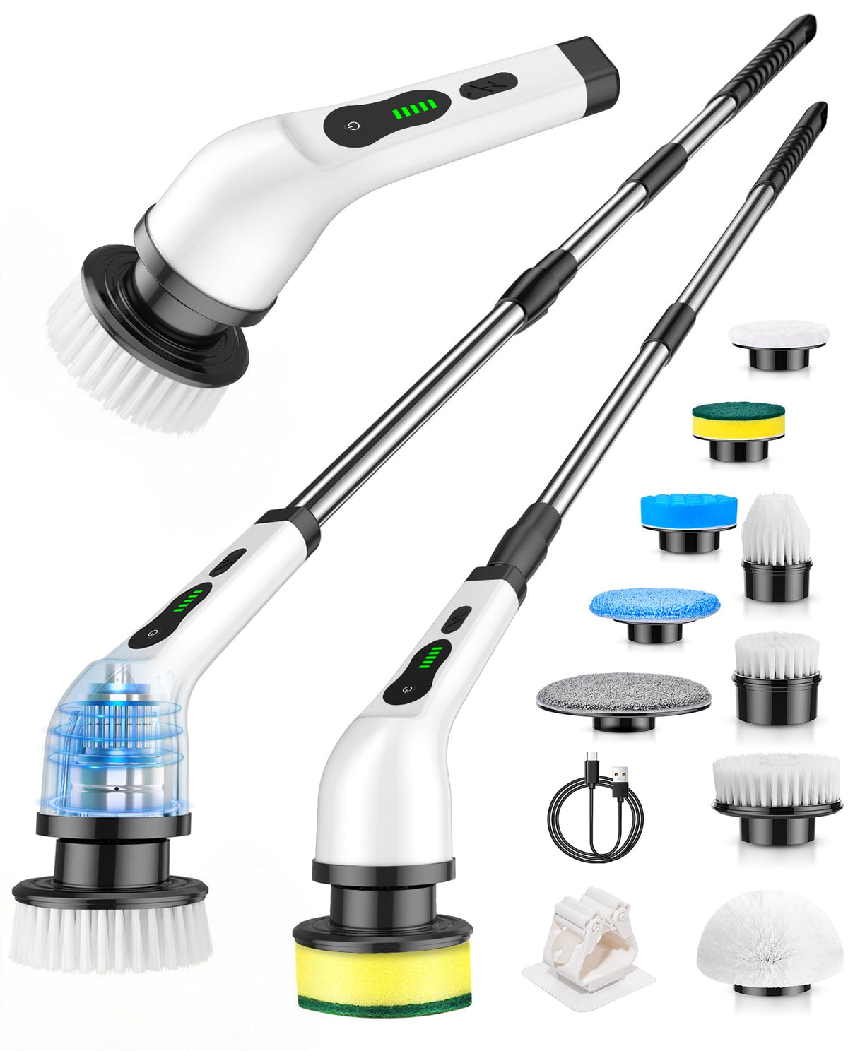 Lichffy Cordless Electric Spin Scrubber, 9 Brush Heads, 2-Speed Motor