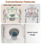 SOUNDFUSE Bedside Commode Chair with Padded Seat and Backrest, Aluminum Dual-Crossbar, Height Adjustable, Portable Toilet for Seniors and Adults, Potty Bucket and Splash Guard, 350 lbs Weight Capacity
