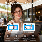 WINTOO Blue Light Glasses for Woman Men | 99% Blue Light Blocking Glasses for Computer Gaming TV Phone Screen Square Frame | Anti Eyestrain & UV Glare Protection - 3 Pair