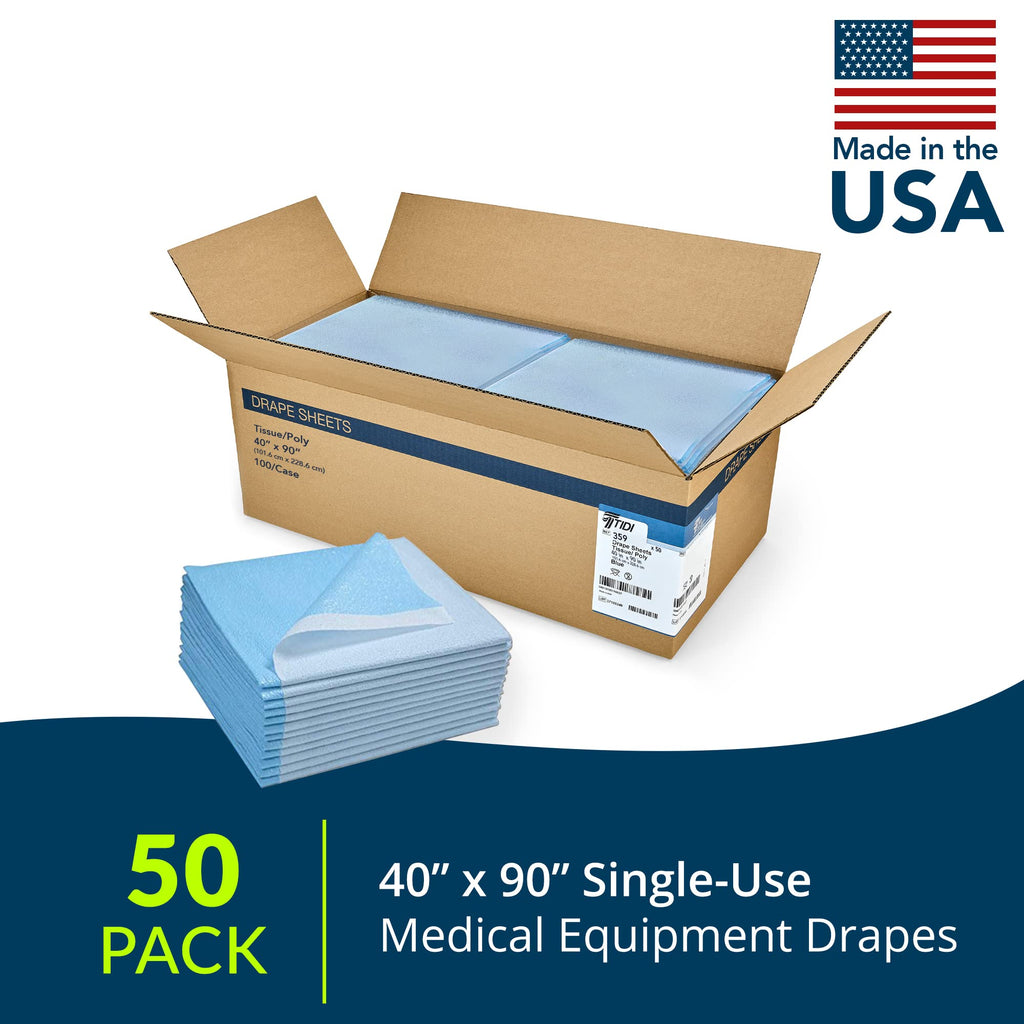 TIDI 359 Avalon Disposable Stretcher Sheet, 40 in x 90 in, 50 Count