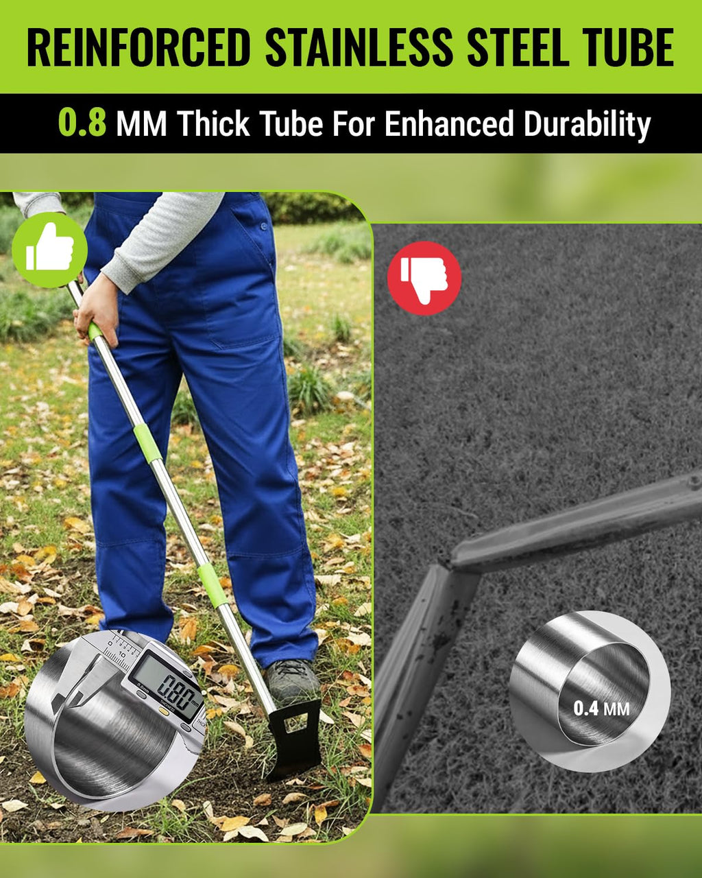 WORKPRO Weed Puller Tool with Long Handle, 2-in-1 Garden Hoe & Weed Rake