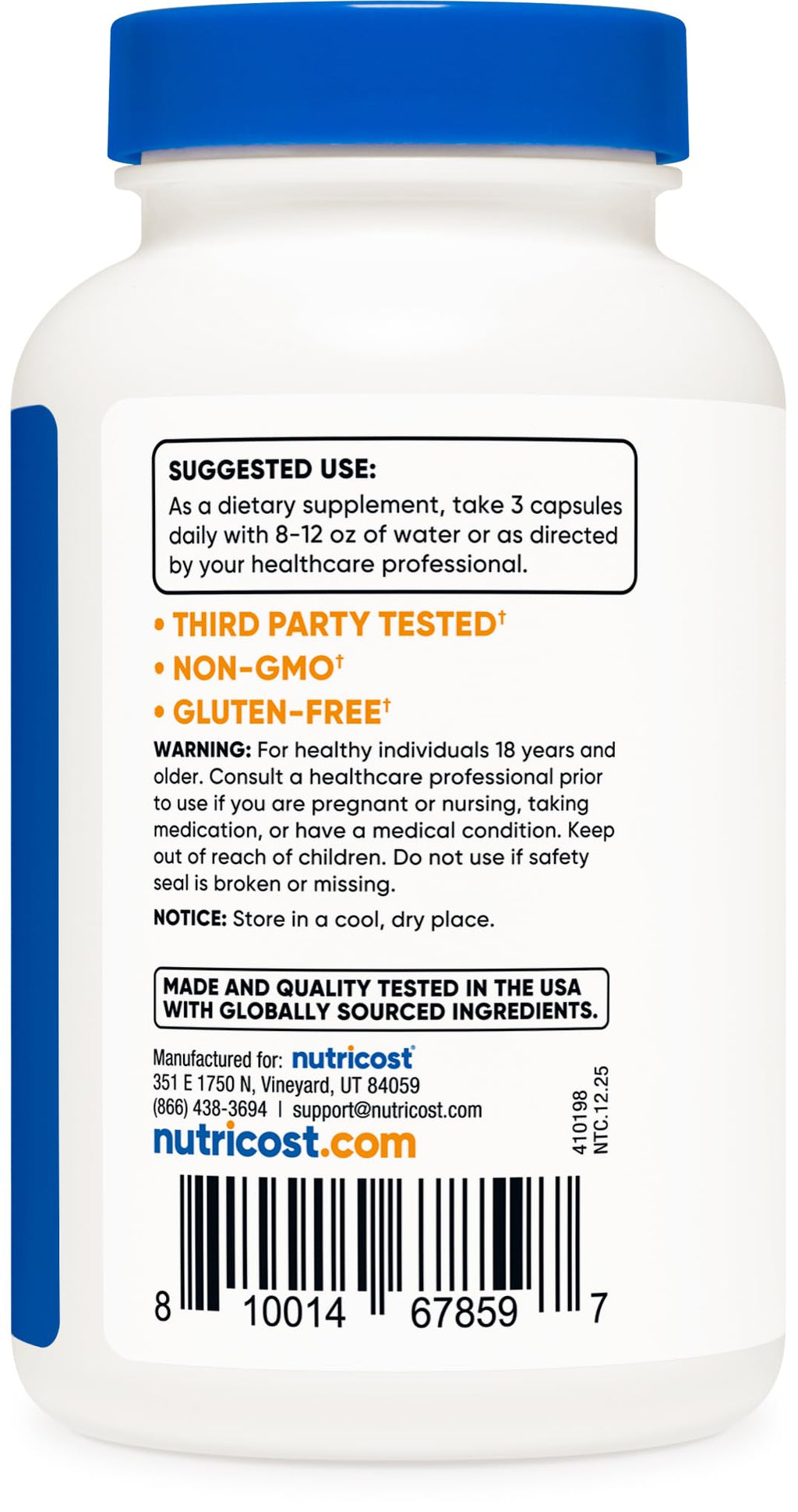 Nutricost Magnesium Taurate 1,500mg; 240 Capsules - Gluten Free, Non-GMO, Vegan, 80 Servings
