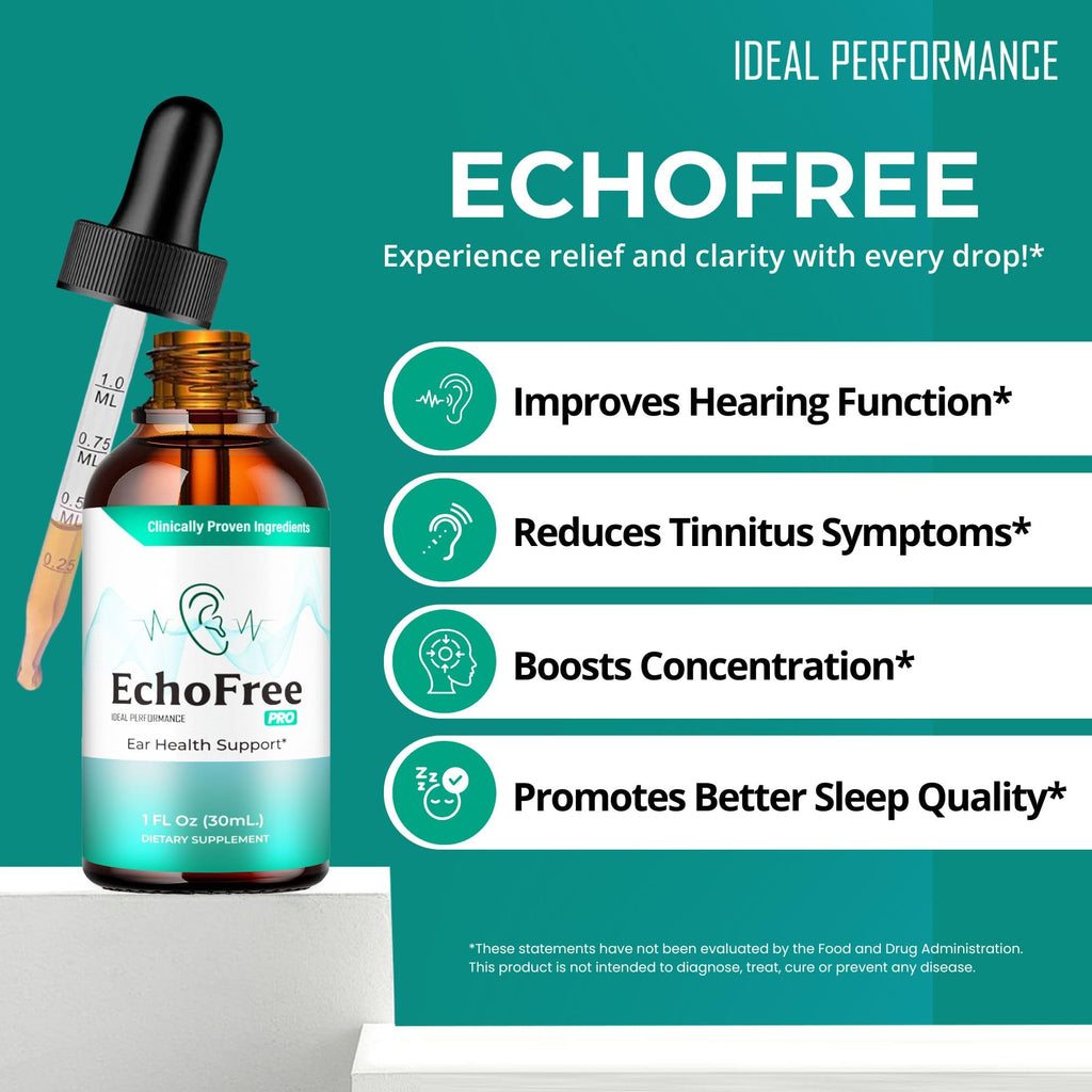 Echo Free Tinnitus Drops, Echo Free Tinnitus Relief for Ringing Ears, EchoFree Ear Health Support Supplement Liquid Drops All Natural for Healthy Ringing Ear Advanced Formula EchoFree Reviews (2 Pack)