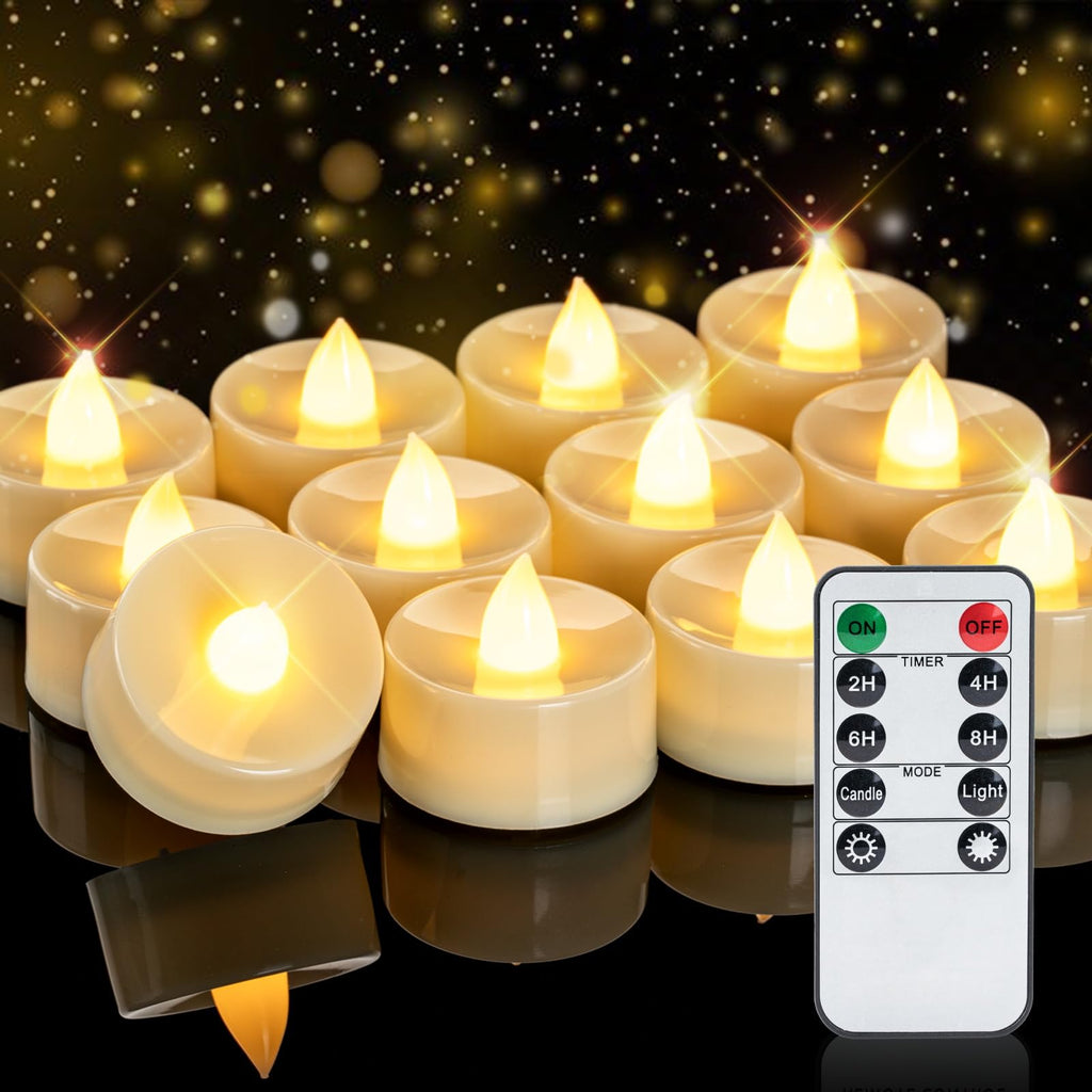 Homemory 12-Pack Remote Flameless LED Battery Tea Light Candles, 400+Hrs