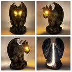 MIBUNG Large Winged Gargoyle Statue with Solar Lights Outdoor Decor, Sitting Gargoyle Monster Dragon Garden Guardian Gothic Creep Scary Sculpture, Patio Yard Lawn Decorations, Valentine's Day Gift