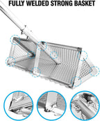 Exact Design Sand Flea Rake,16-Inches Wide Basket, 52” Long Strong Assembly Handle, Sharp Teeth, Curved Handle Design [3 Pieces Assembly Handle Version]