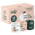 ecoHiny Premium & Soft Bamboo Toilet Paper | PFAS Free | 12 Mega Rolls, 3 ply & 350 Sheets | Non Toxic, FSC Certified, Septic Safe, BPA Free | Tree Free Toilet Tissue | Plastic Free Packaging