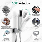 SR SUN RISE Polished Chrome Square Rainfall Shower Head and Handle Set, Wall Mounted Shower Fixtures, Metal Shower Faucet Trim Repair Kits (With Shower Valve)