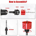 Bi-Metal Hole Saw Kit, HYCHIKA 17 Pcs High Speed Steel 3/4" to 2-1/2" Hole Saw Set in Case with Mandrels, Hole Saw Bit for Metal, Drilling PVC Board,and Plastic Plate