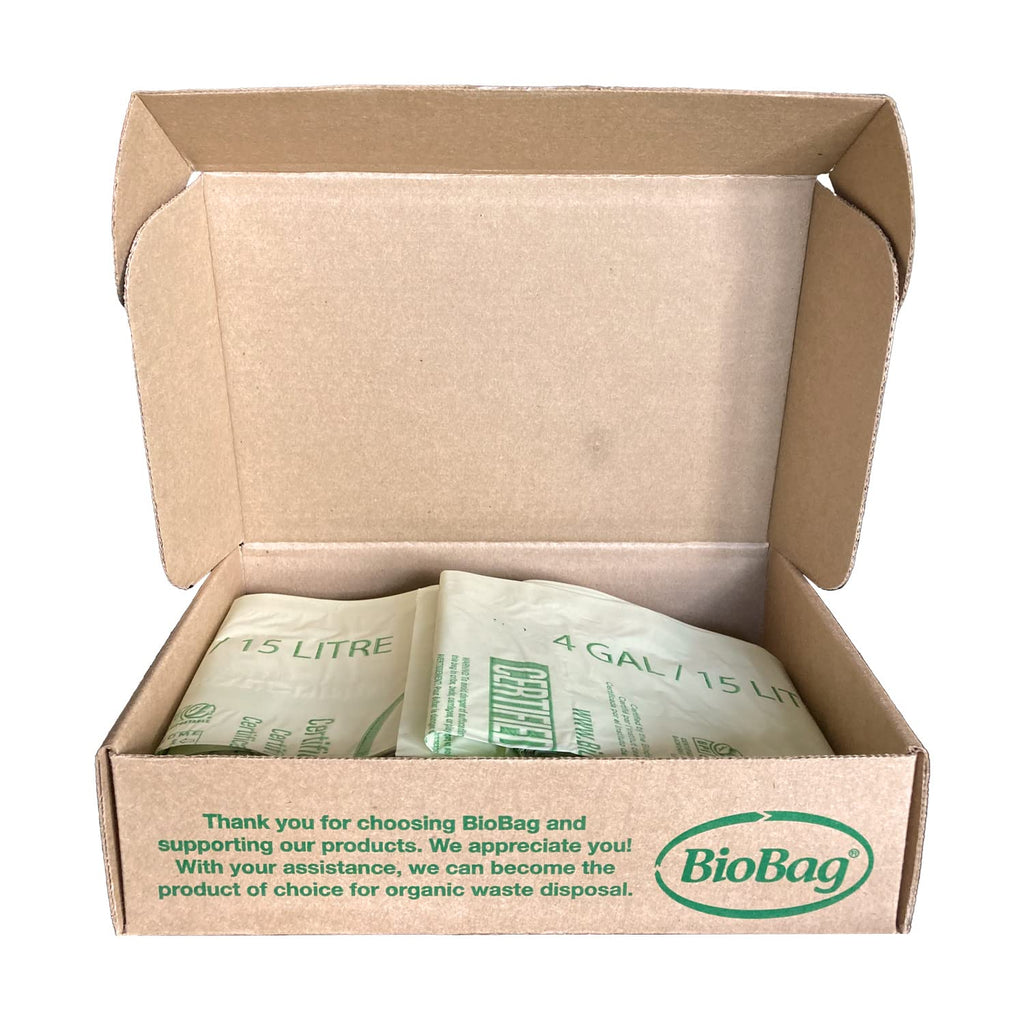 4 Gallon Compostable Trash Bags by BioBag, 75 Count, BPI Certified, Meets ASTM D6400 Standards, Made in USA, Small Kitchen & Bathroom Liners