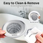 TRAPMATE Shower Drain Hair Catcher, 4.4" Easy Clean Bathtub Drain Hair Catcher, Anti-Slip Bath Tub Drain Protector, Upgraded 304 Stainless Steel Shower Sink Drain Cover for Bathroom (Patented Product)