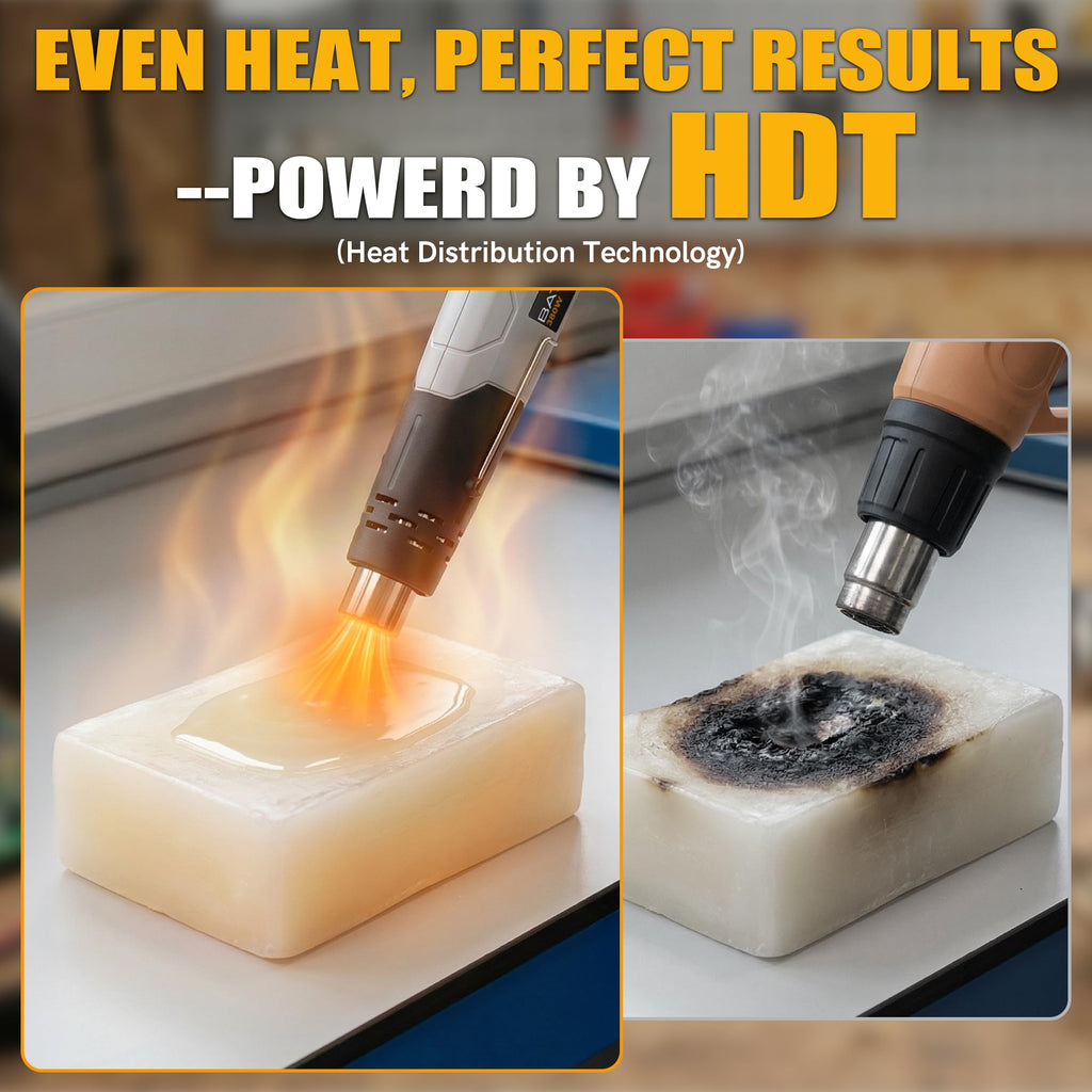 Mini Heat Gun - BATAVIA 380W Fast Heat Hot Air Gun Tool with Uniform Heat Tech & Dual Protection Fuses, 2 Temp (572°F/1022°F)+Nozzle with Overheat Protection for DIY Crafts, Vinyl Wrap, Shrink Tubing