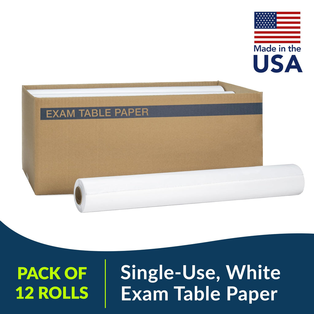 TIDI 517 Avalon Exam Table Paper, White, 21” x 225’ (Pack of 12) ― Standard Smooth Paper ― Hygienic Barrier ― for Medical Offices, Exam Rooms, Daycare Centers, Spas, Tattoo Studios ― Medical Supplies