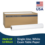 TIDI 517 Avalon Exam Table Paper, White, 21” x 225’ (Pack of 12) ― Standard Smooth Paper ― Hygienic Barrier ― for Medical Offices, Exam Rooms, Daycare Centers, Spas, Tattoo Studios ― Medical Supplies